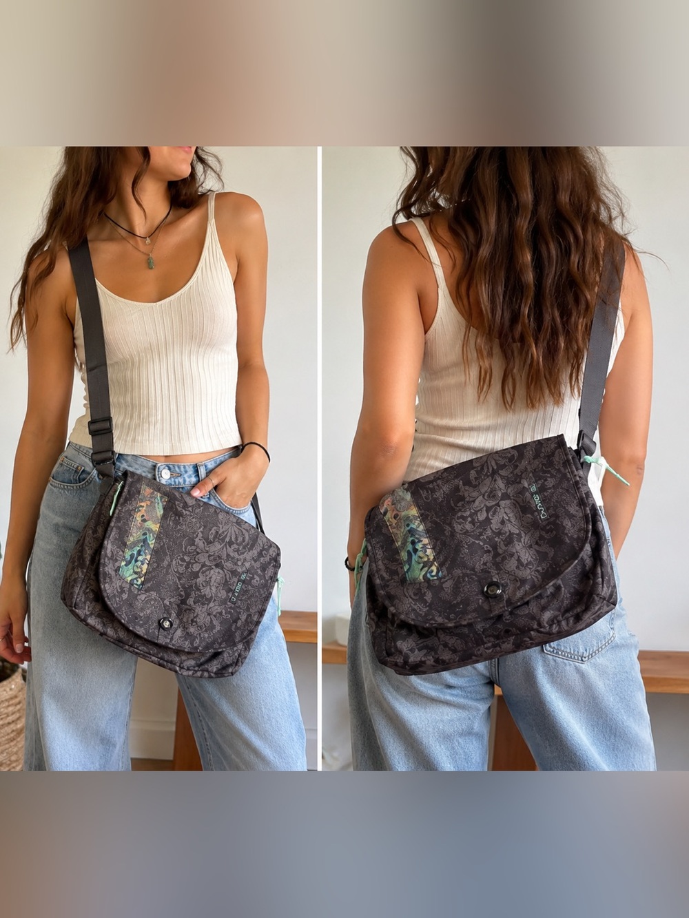 Dakine Vintage Y2K Paisley Crossbody Messenger Messenger Bag Tie Dye Lining